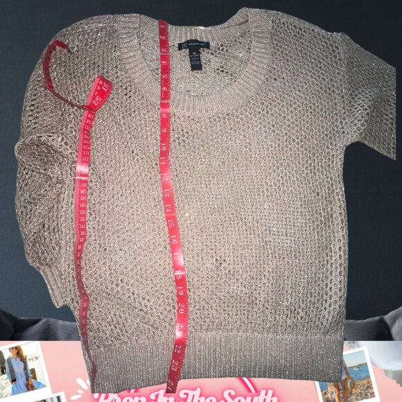 INC International Concepts Open Weave Gold Metallic Sweater – Size M - Picture 3 of 6